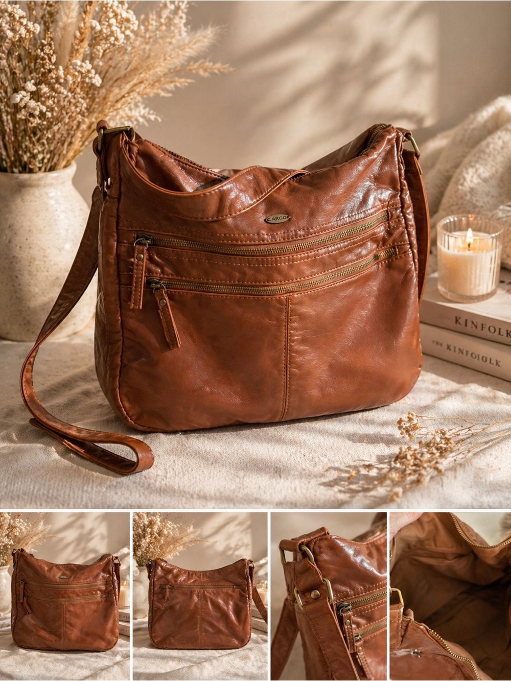 Cargo Tan Leather Shoulder Bag